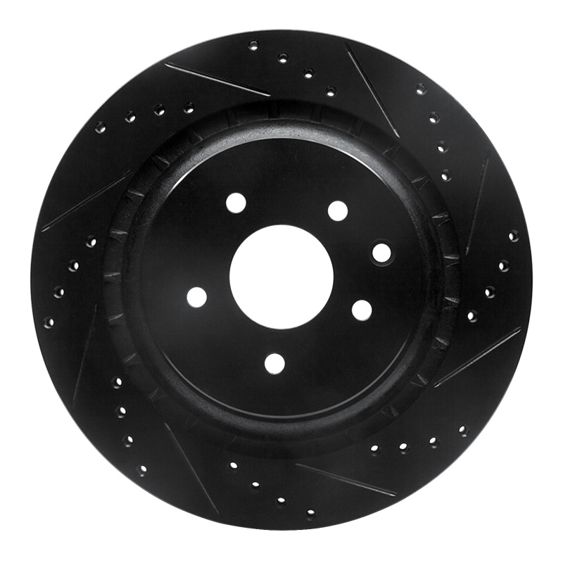 Infiniti Q60 Brake Rotor (1) - Rear Right - R1 Concepts - Drilled & Slotted - Black - `08-`25